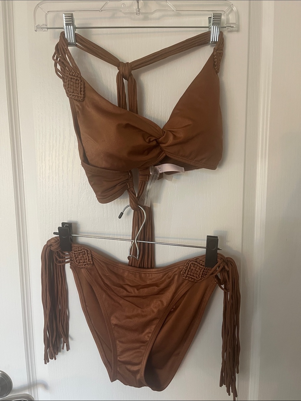 Victoria's Secret Copper Brown Fringe Tie Bikini Set
